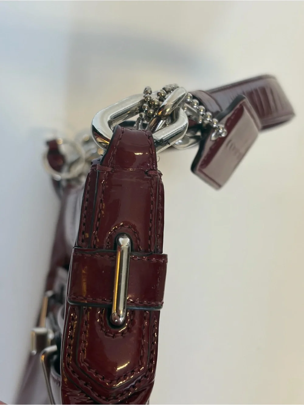 Coach Burgundy Patent Leather Shoulder Bag Y2K SoHo